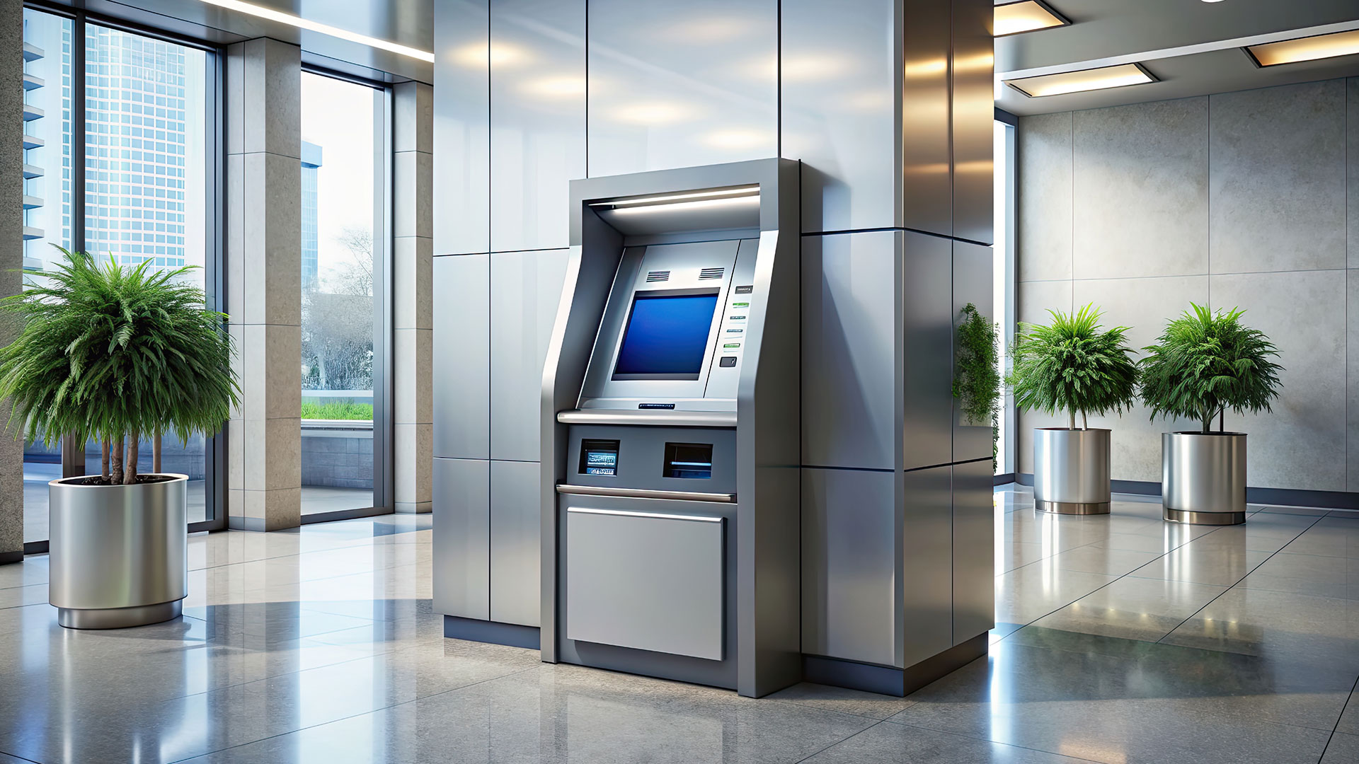 ATM machine in modern building