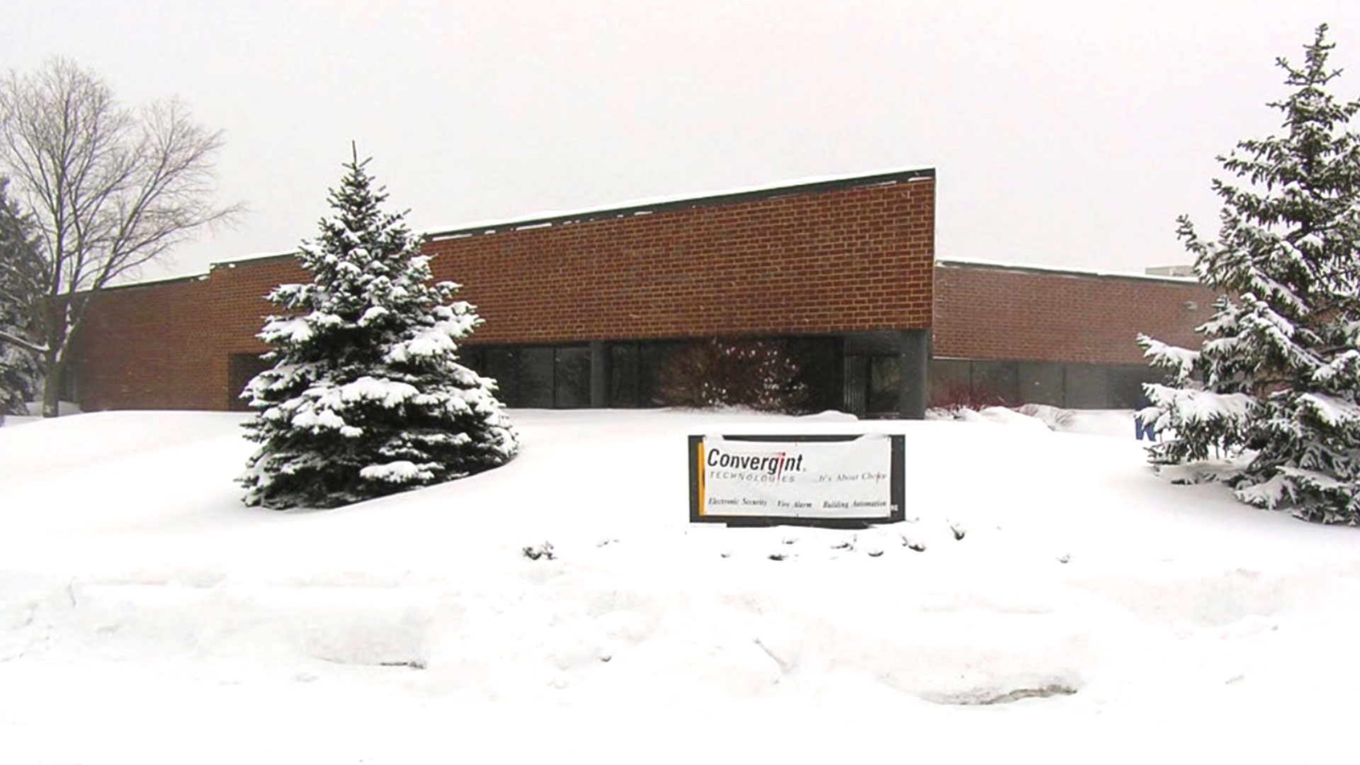 Convergint building in snow