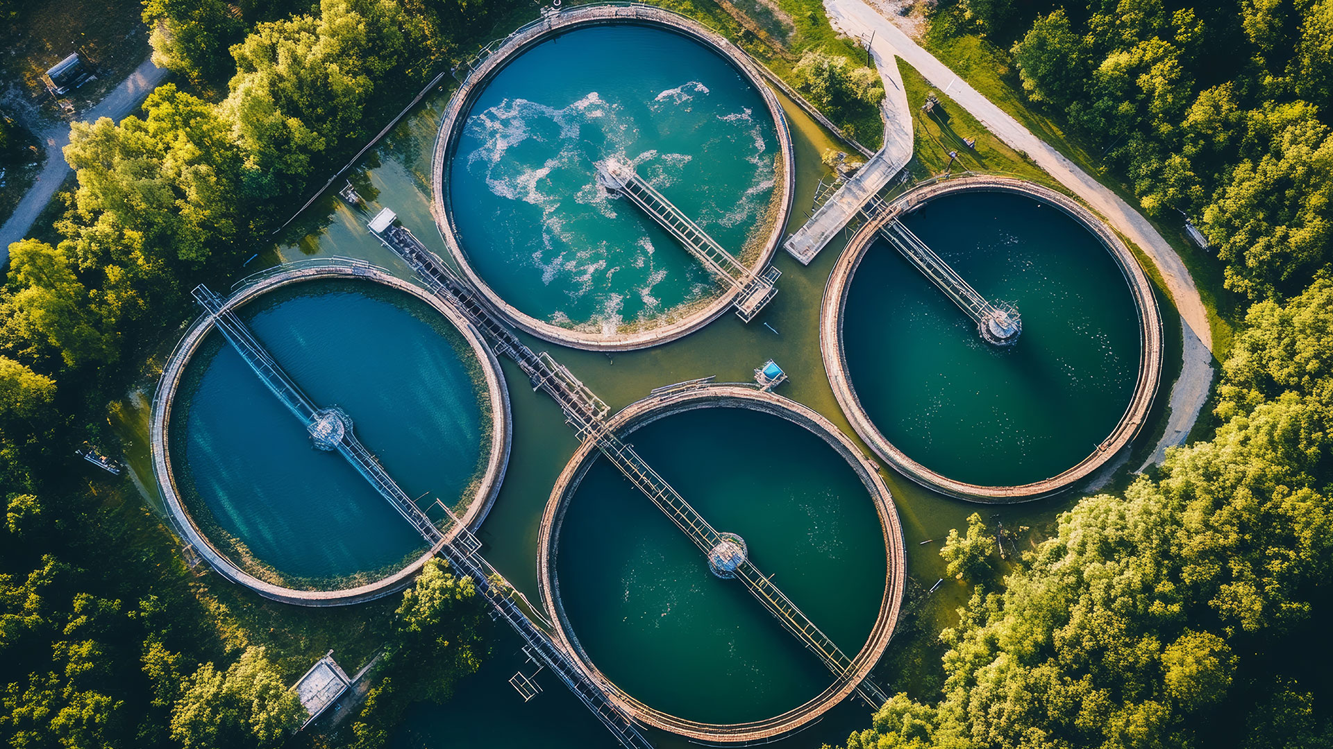 Water plants above view
