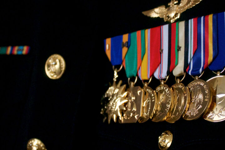 Marine officer medals on dress uniform